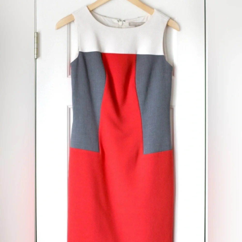Beautiful Banana Republic Dress Sheath Colorblock Cream Grey Orange Dress Sz 2 - Picture 1 of 7